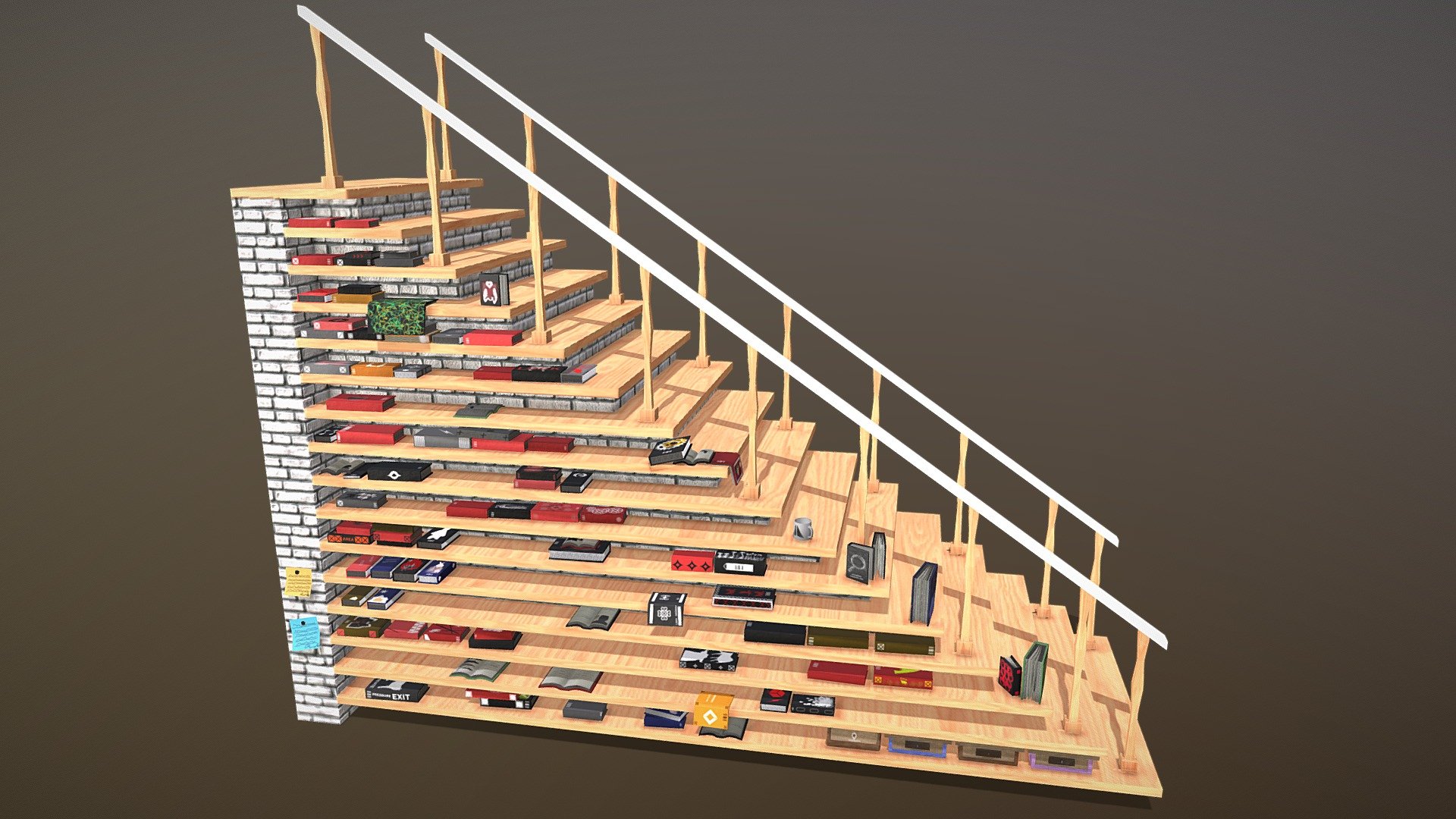 Bookshelf and staircase (LP)