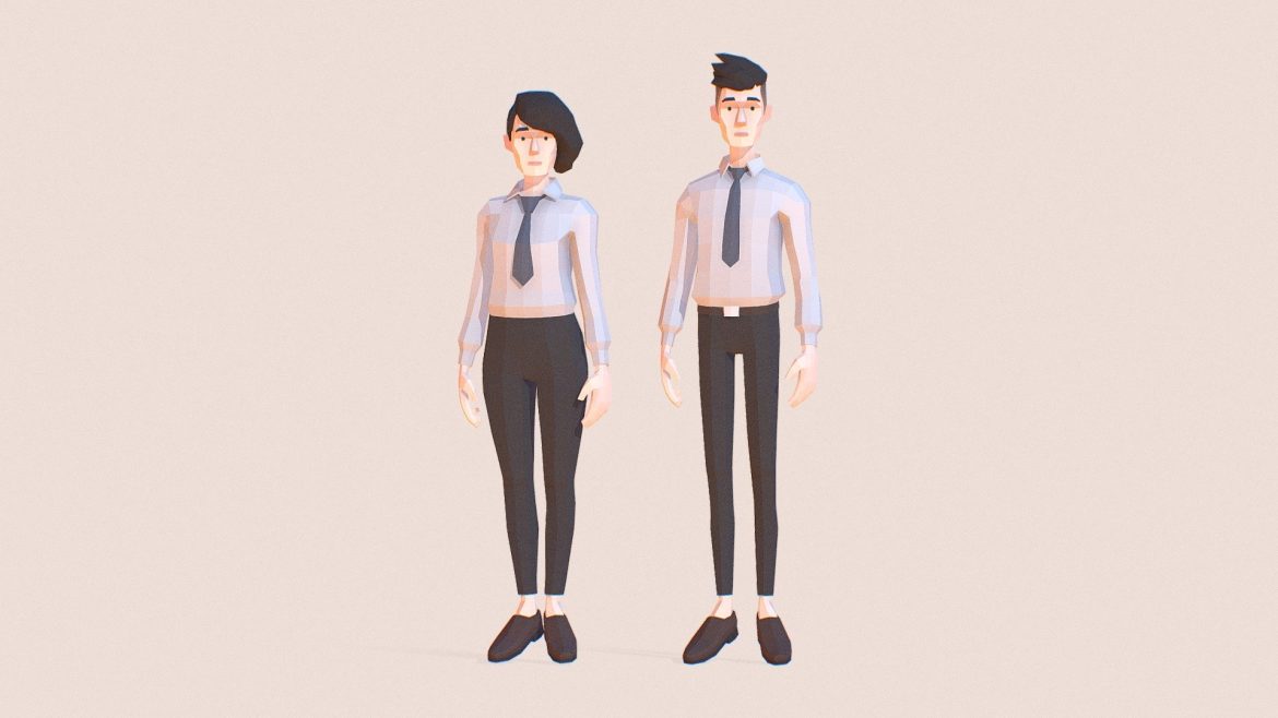 businessmen lowpoly characters 3d model