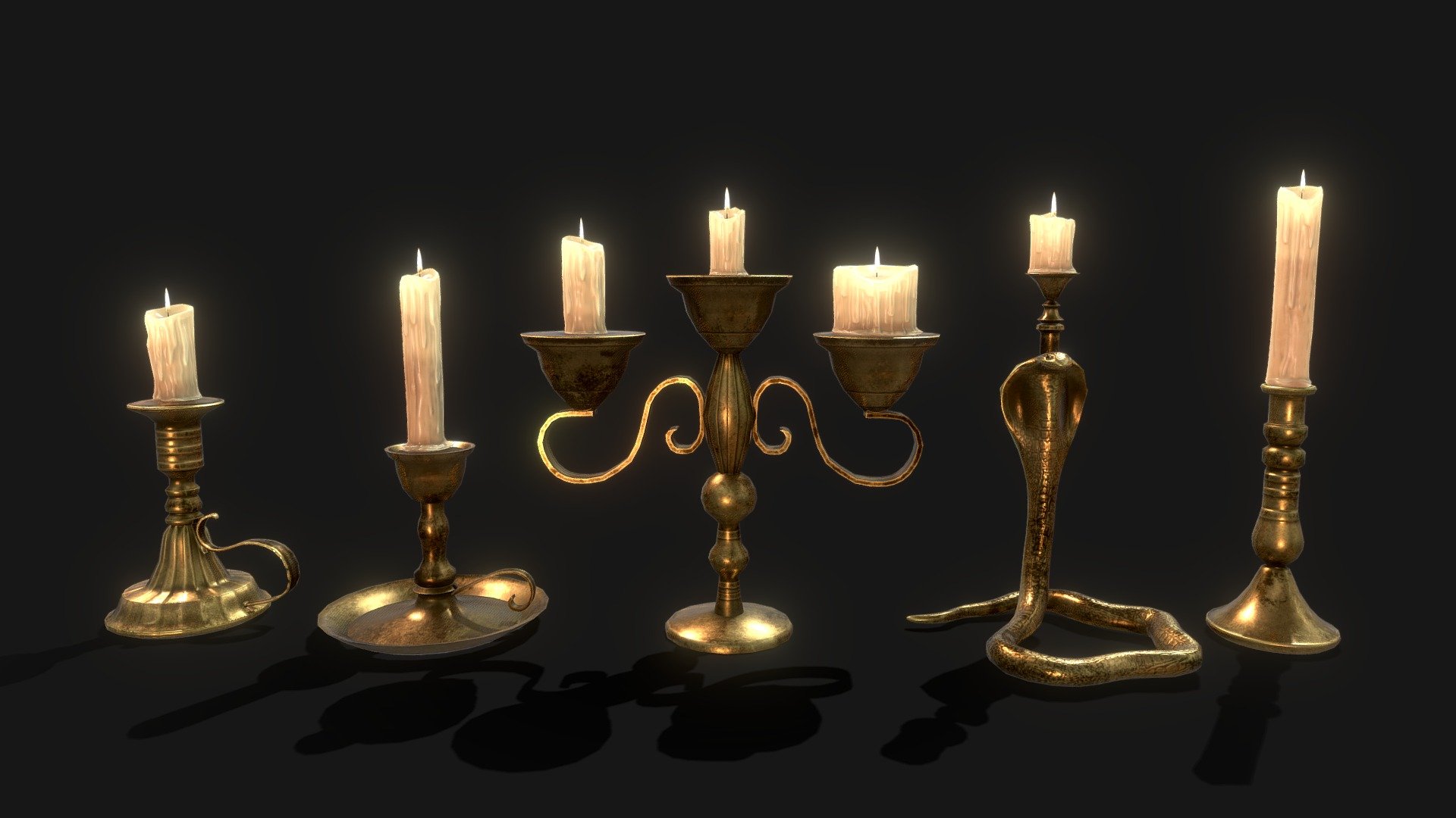 Candles and Candlesticks – low poly pack