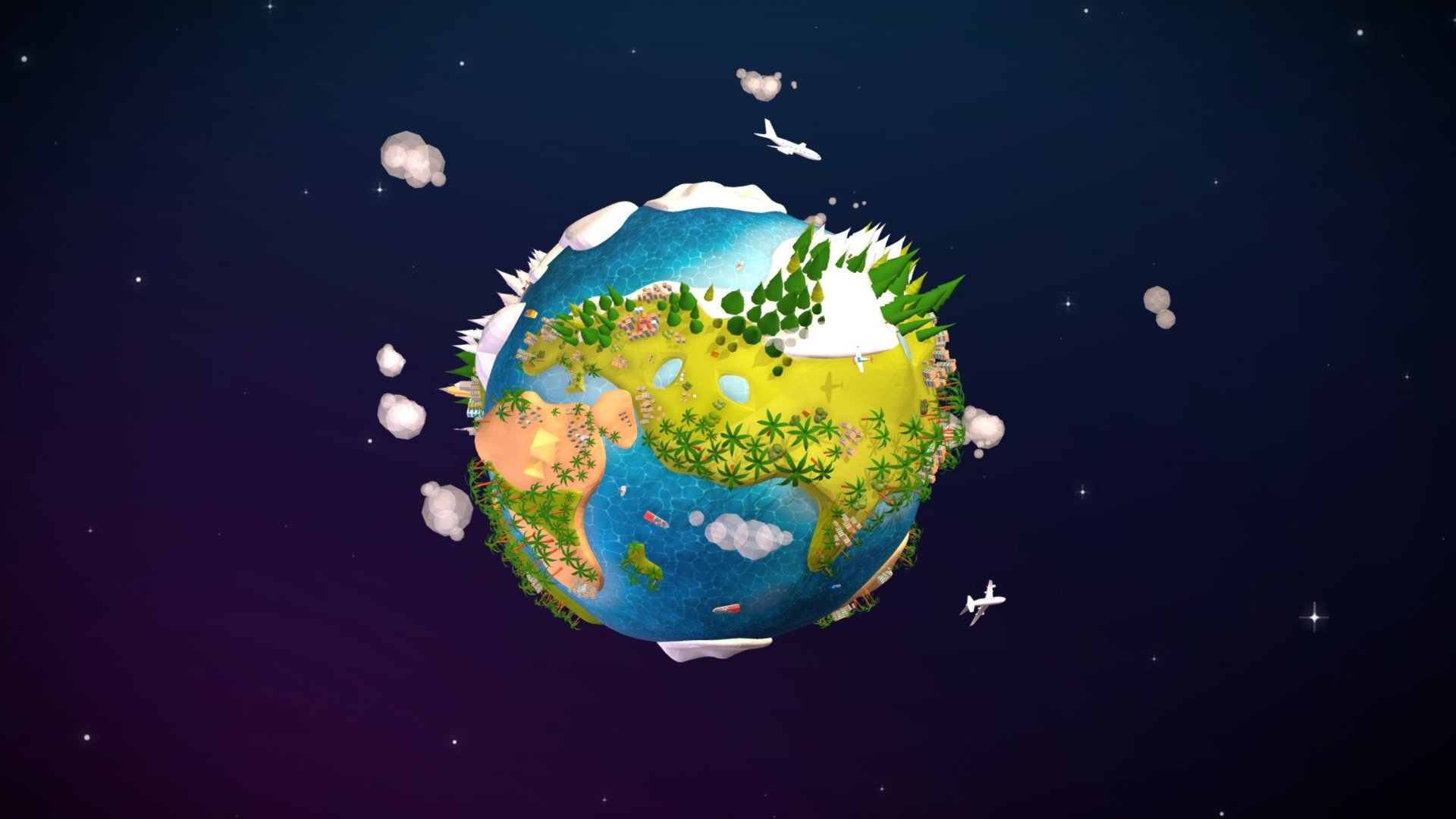 Cartoon Lowpoly Earth Planet 2 UVW textured