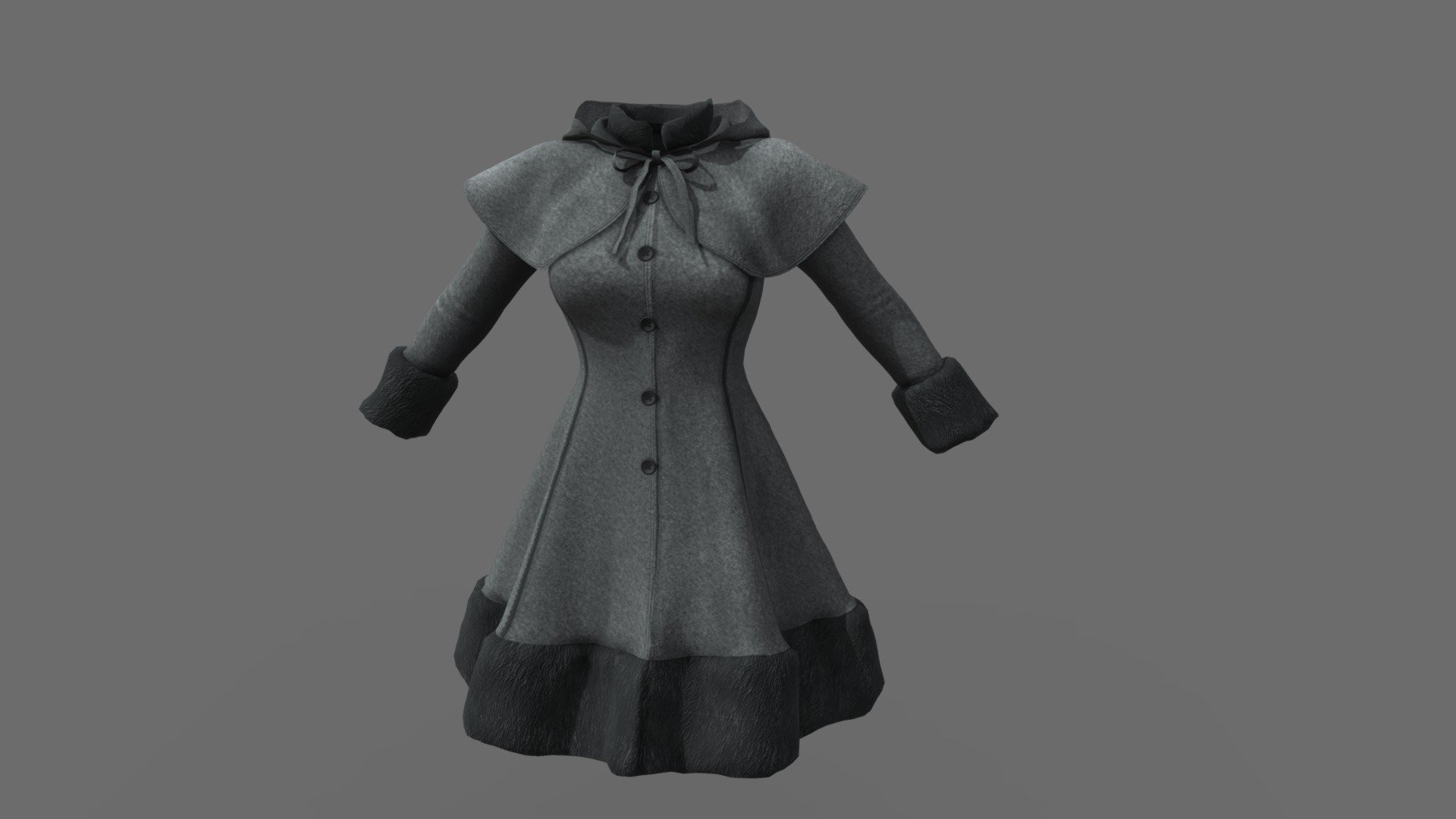 Closed Front Winter Coat With Cape