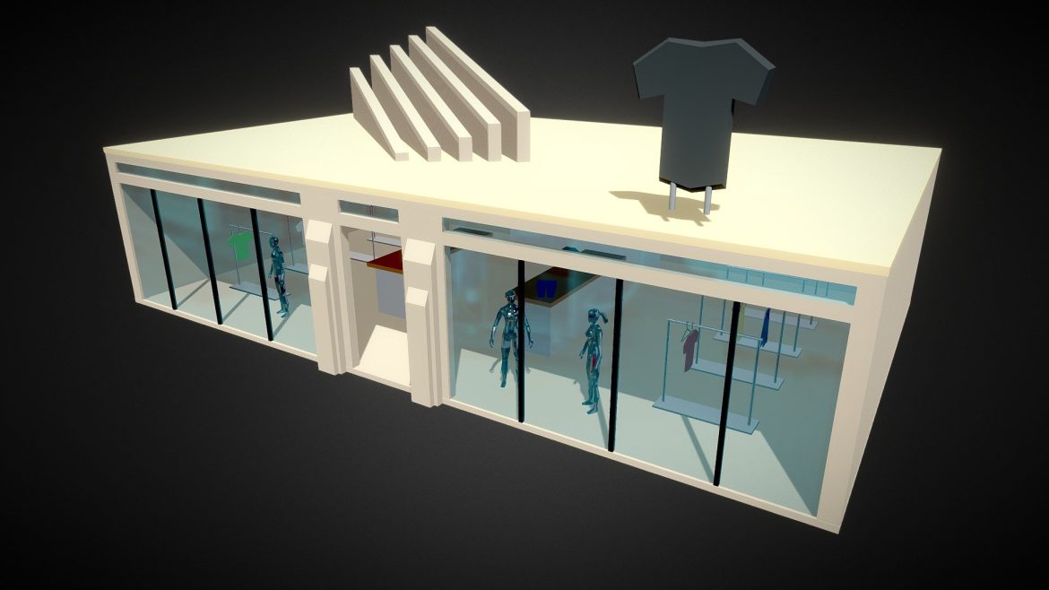 clothing store low poly style 3d model