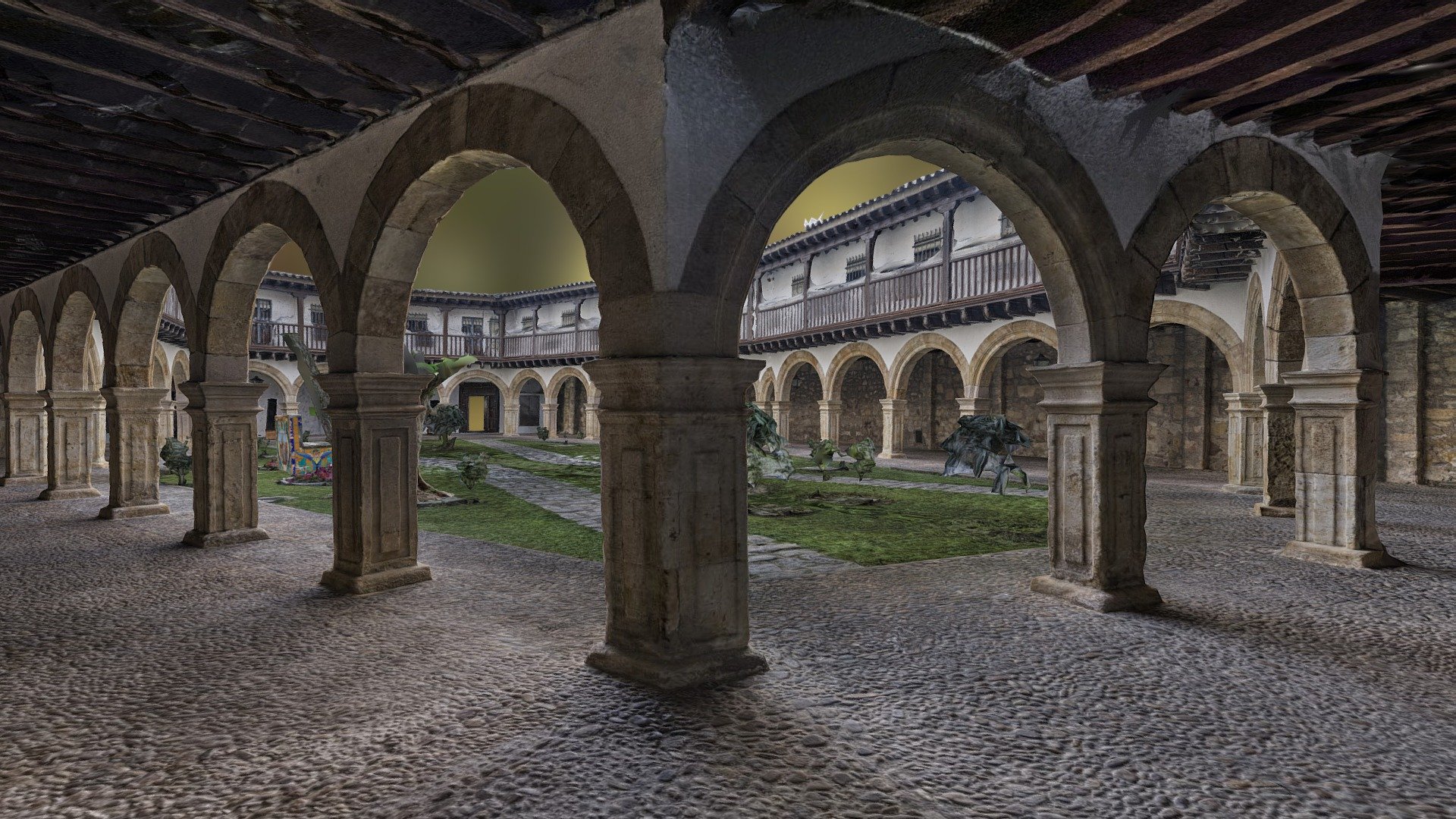 Courtyard with benches and trees
