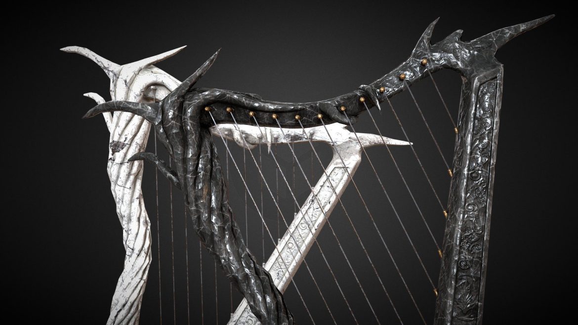 deadlands series 02 ebonyampivory harp 3d model