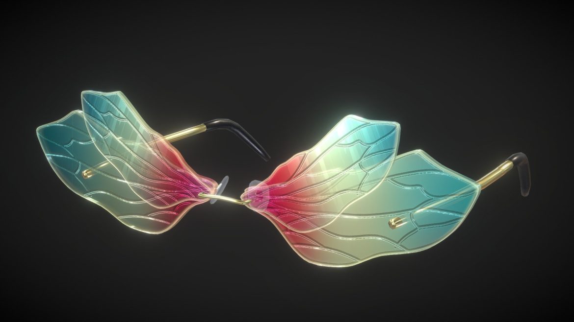 dragonfly rimless sunglasses 3d model