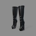 Female Black Shiny PU Leather Mid Calf Boots