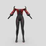 Female Crimson Black Warrior Armour Bodysuit