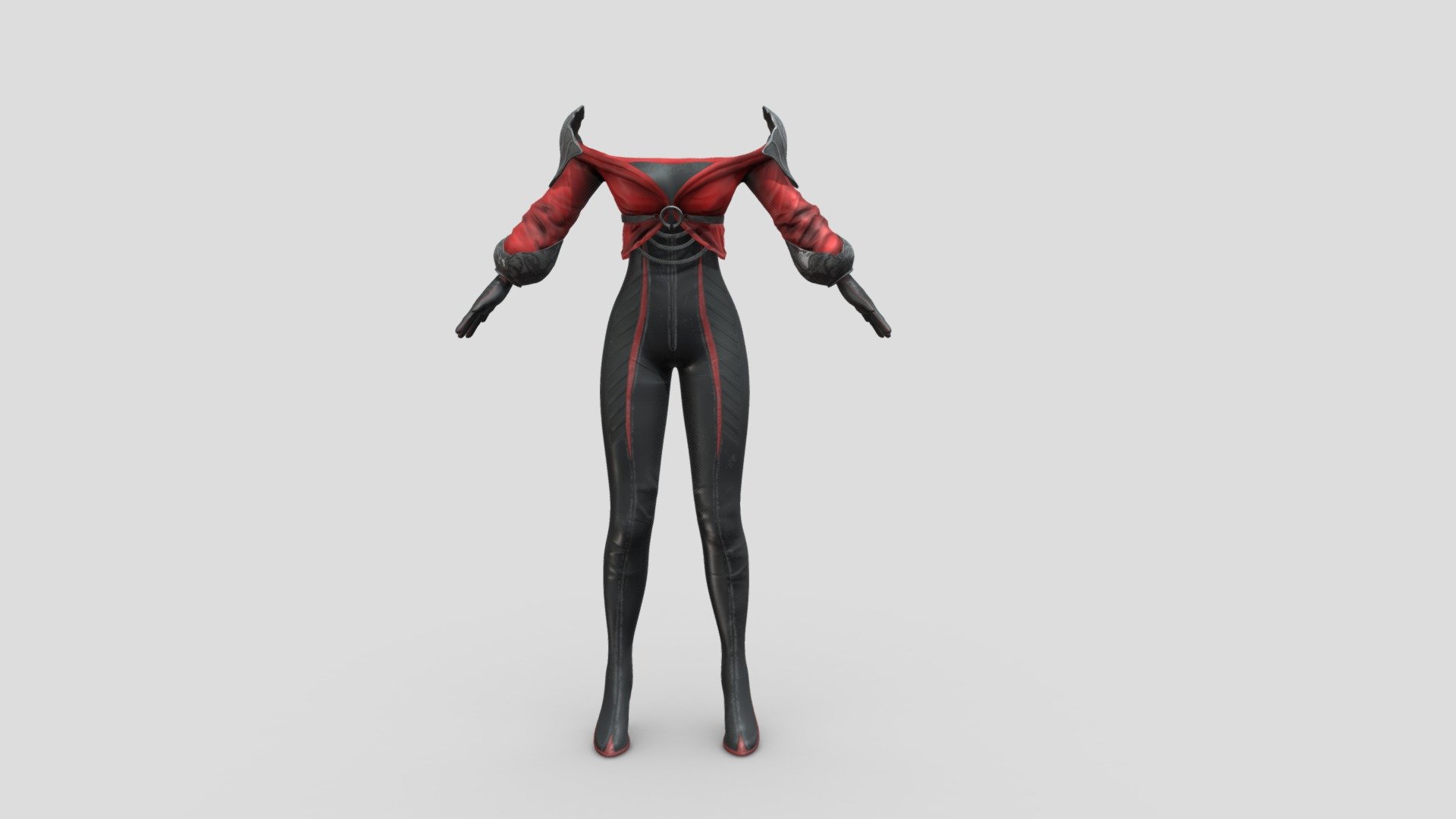 Female Crimson Black Warrior Armour Bodysuit