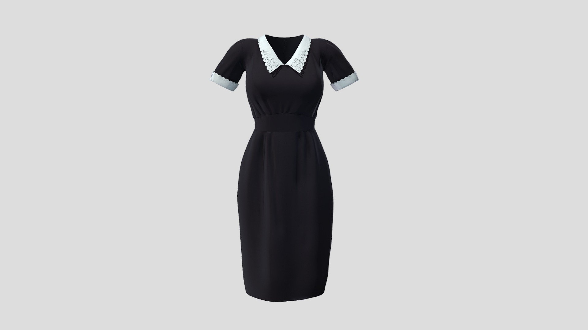 Female Maid Black Uniform With Lace Collar