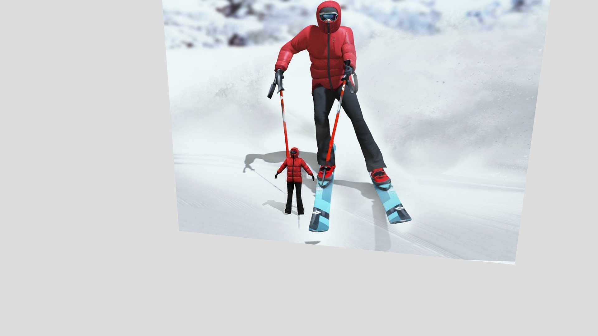Female Ski Outfit Coat Pants Goggles FBX Obj