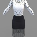 Frill Edge Retro Top Pencil Skirt Outfit