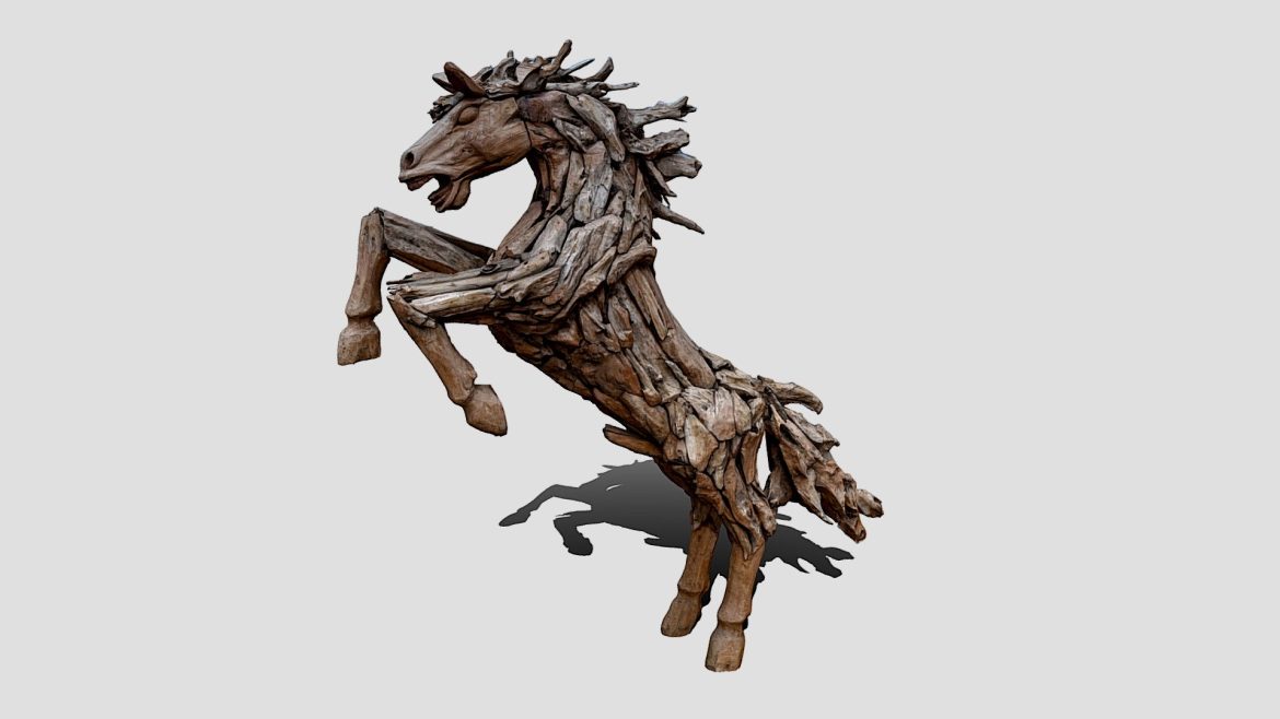 galloping driftwood horse 3d model