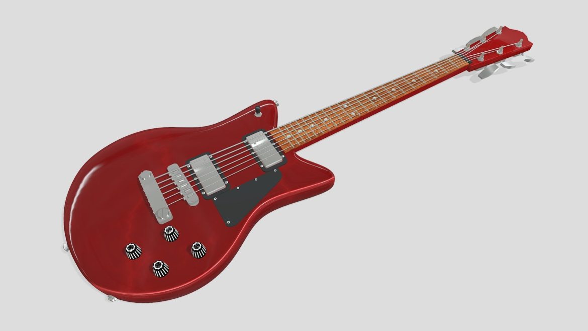 guitar lg stylised in red 3d model