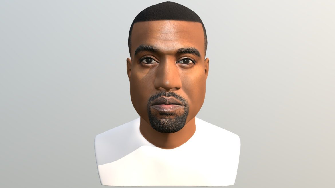 kanye west bust for full color 3d printing 3d model