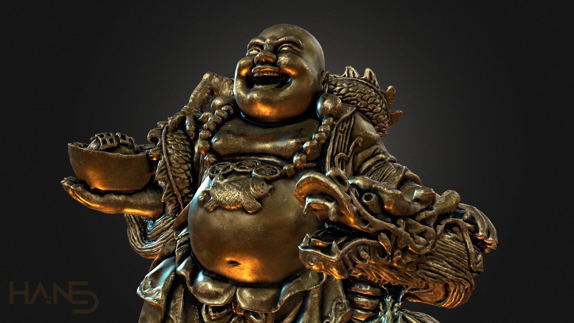 Laughing Buddha and his Dragon