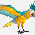 Low Poly Art Blue Parrot Bird