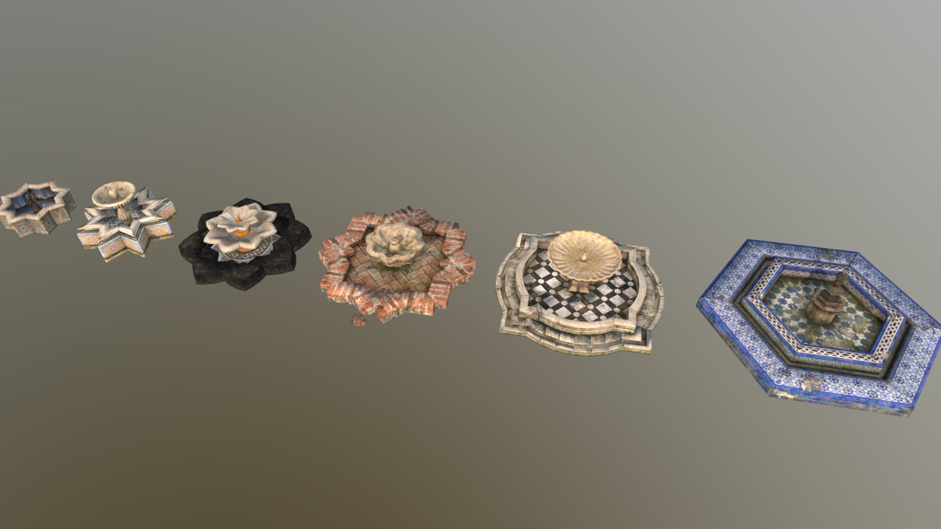 Low Poly Fountain Pack