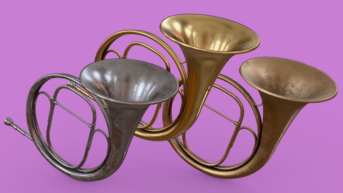 natural horn brass instrument 3d model