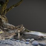 old japanese tree near road 3d model
