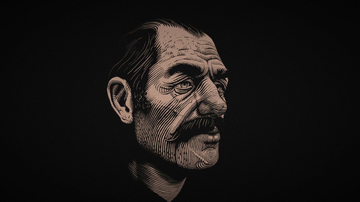 older man w line art texture 3d model