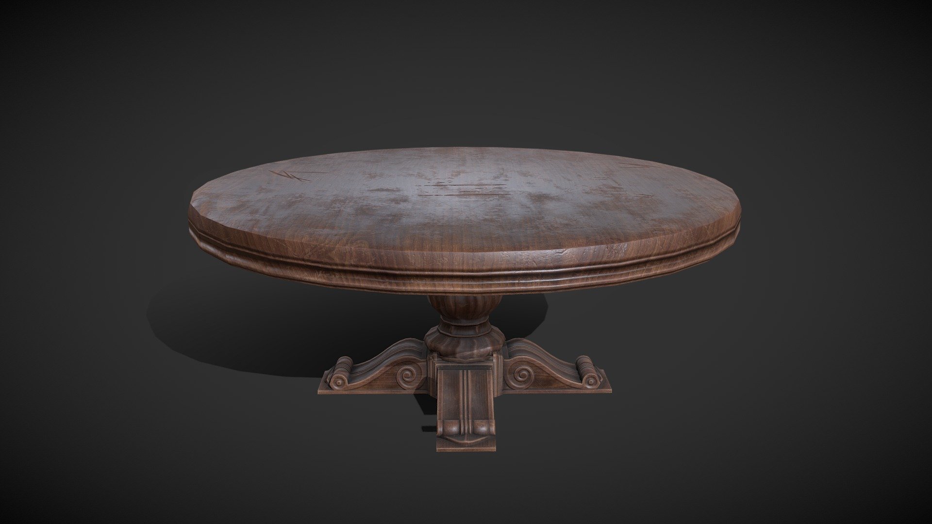 Old Round Vintage Table low poly