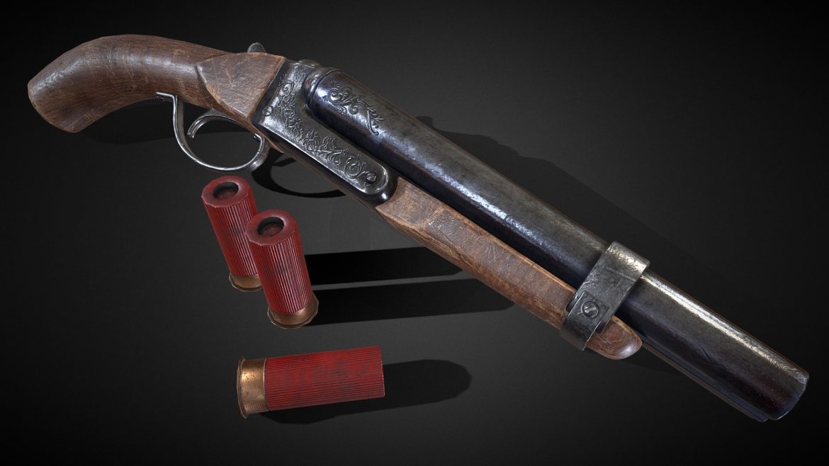 ornate sawn off shotgun 3d model