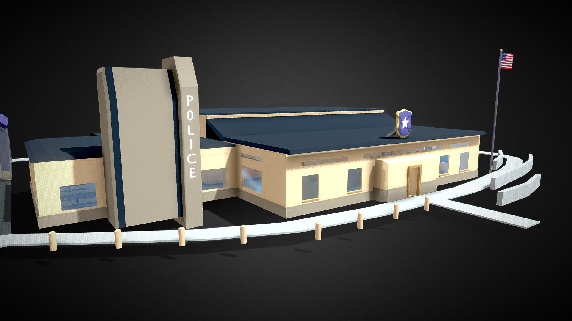 Police Station (Low Poly Style)