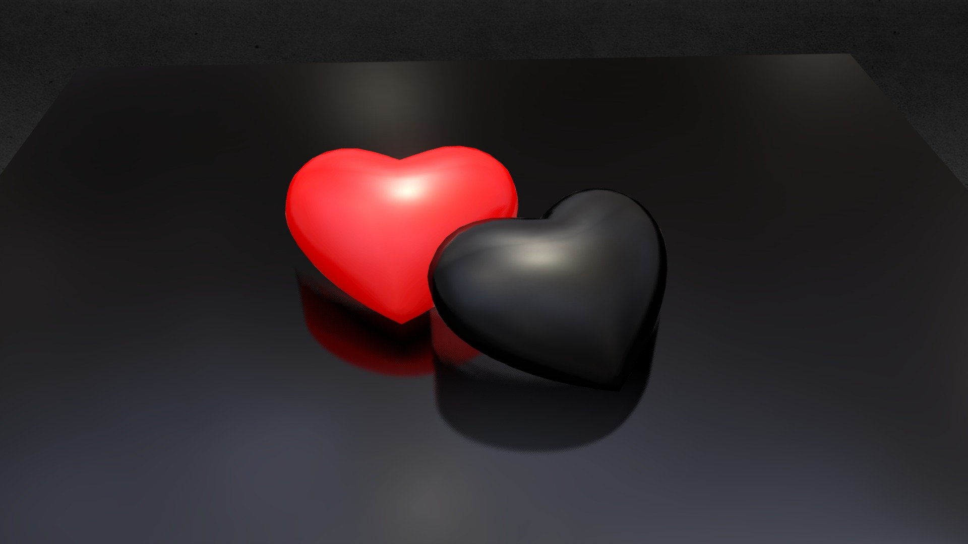 Download ❤️Red \u0026 🖤Black Heart emoji lowpoly 3D Model | deep3dsea, image size:1920x1080