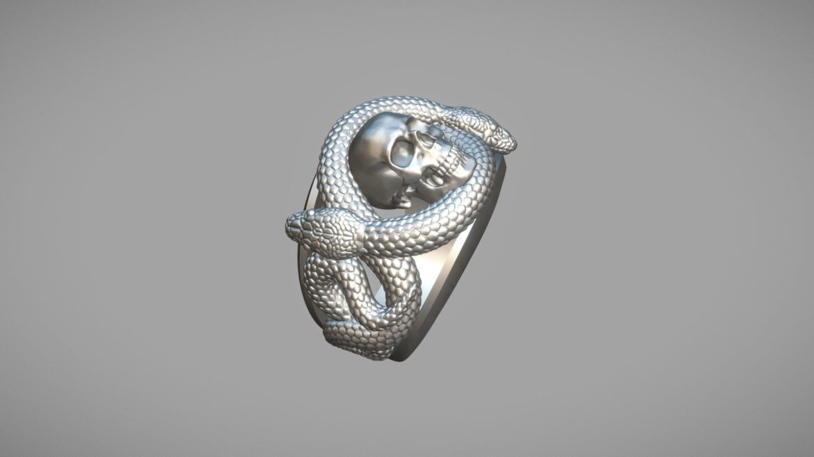 ring with a skull and snakes 3d model