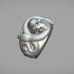 Ring with a skull and snakes
