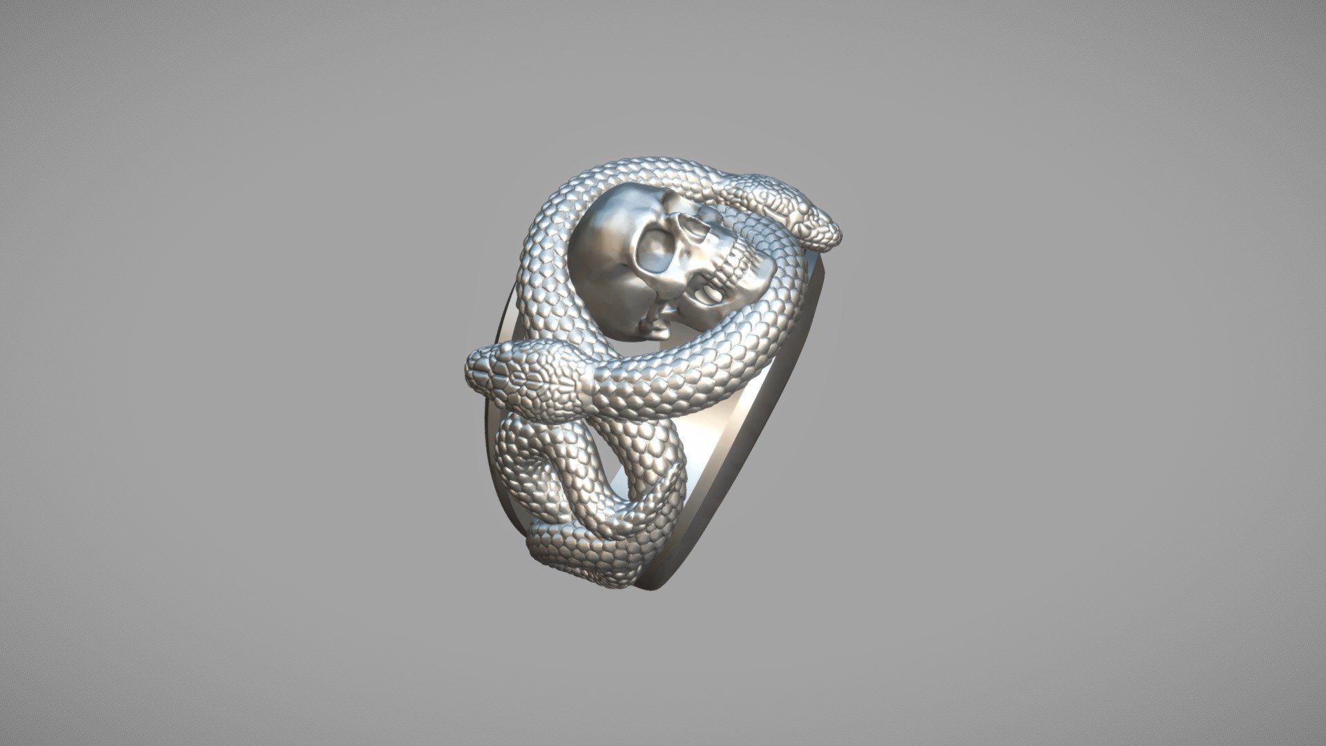 Ring with a skull and snakes