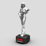 Ritchie Blackmore Character 3d Model - Detailed 3D printable model of Ritchie Blackmore from Deep Purple, captured mid-performance with his iconic guitar.