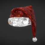 sequin santa claus hat low poly 3d model