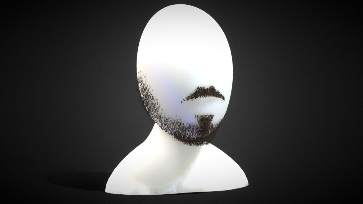 Short Beard 3d Model - Highly detailed realistic short beard 3d model for character design and digital projects.