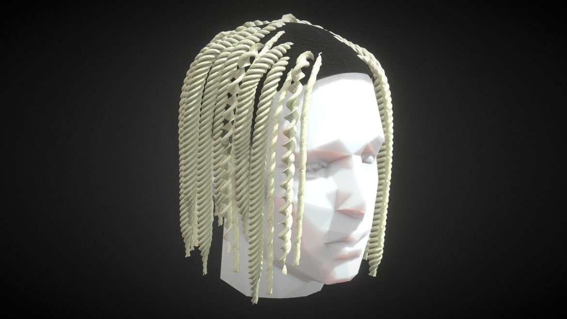 short braided bleached dreads lil durk hair 3d model