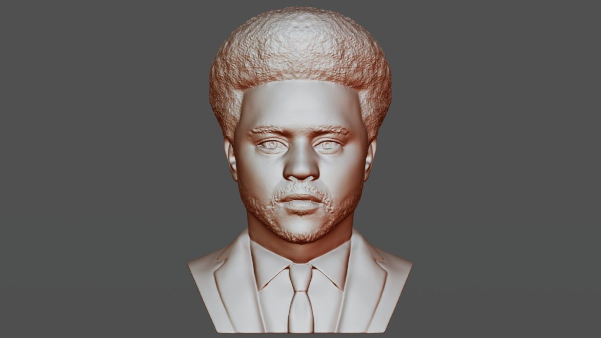 The Weeknd Bust 3d Model - The Weeknd bust 3D model, ready for 3D printing from ZBrush, a detailed digital sculpture of the music icon.