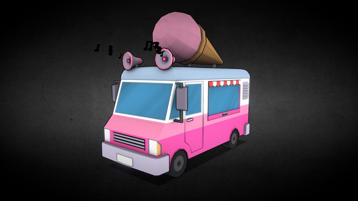 toon icecream truck 3d model
