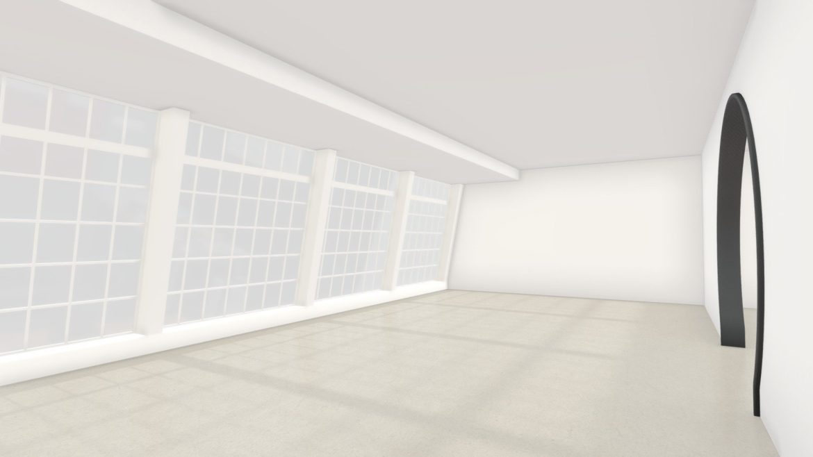 Moody Art Gallery 3d Model - moody art gallery 3d model featuring baked ambient occlusion and minimalist VR interior architecture.