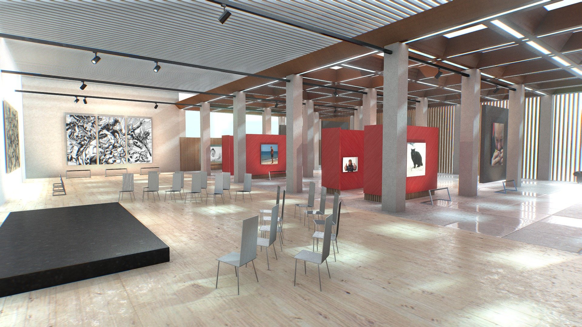 Virtual Reality Art Gallery Baked Fake lighting