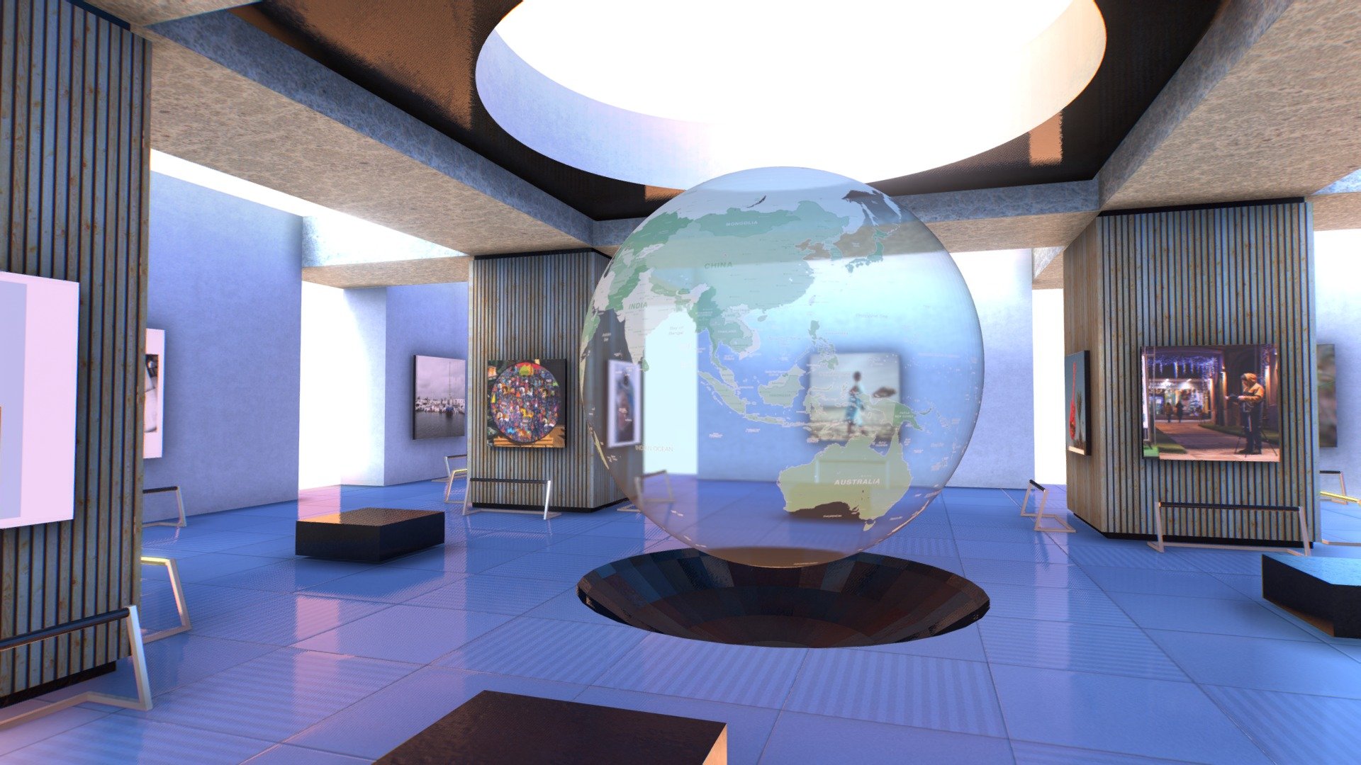 VR Virtual Reality Gallery Earth fake lighting
