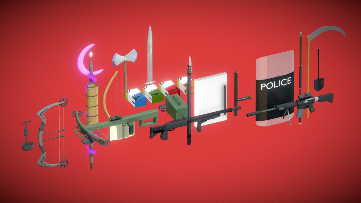 weapon pack low poly style 3d model