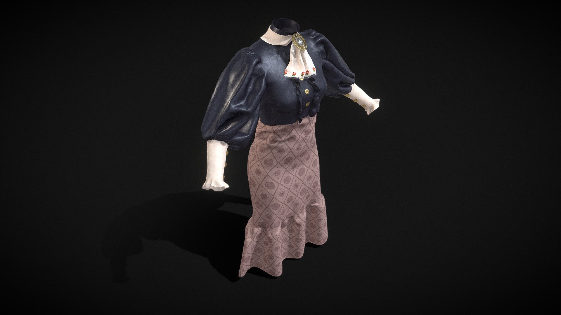 Elegant woman outfit (Pink Skirt, Dark Top)