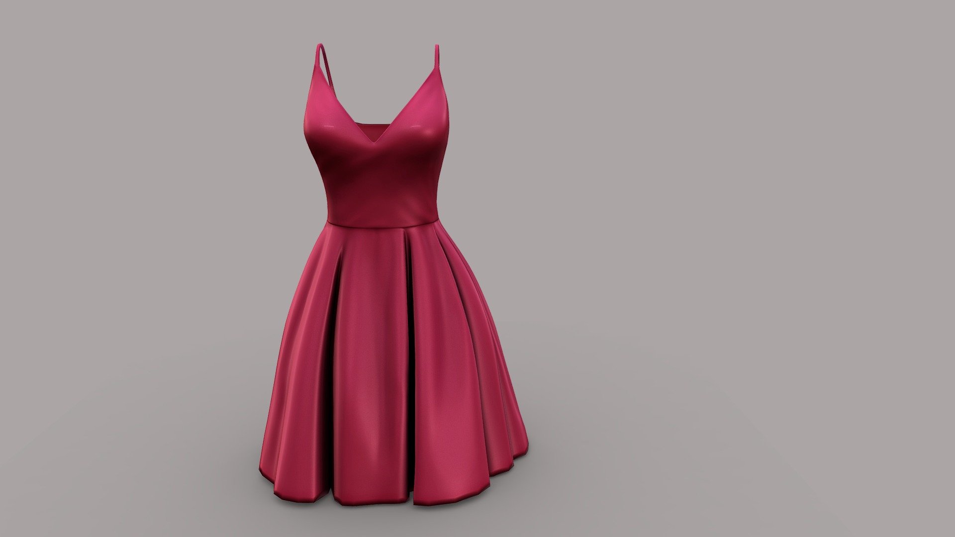 Female Red Chiffon Midi Dress With Straps