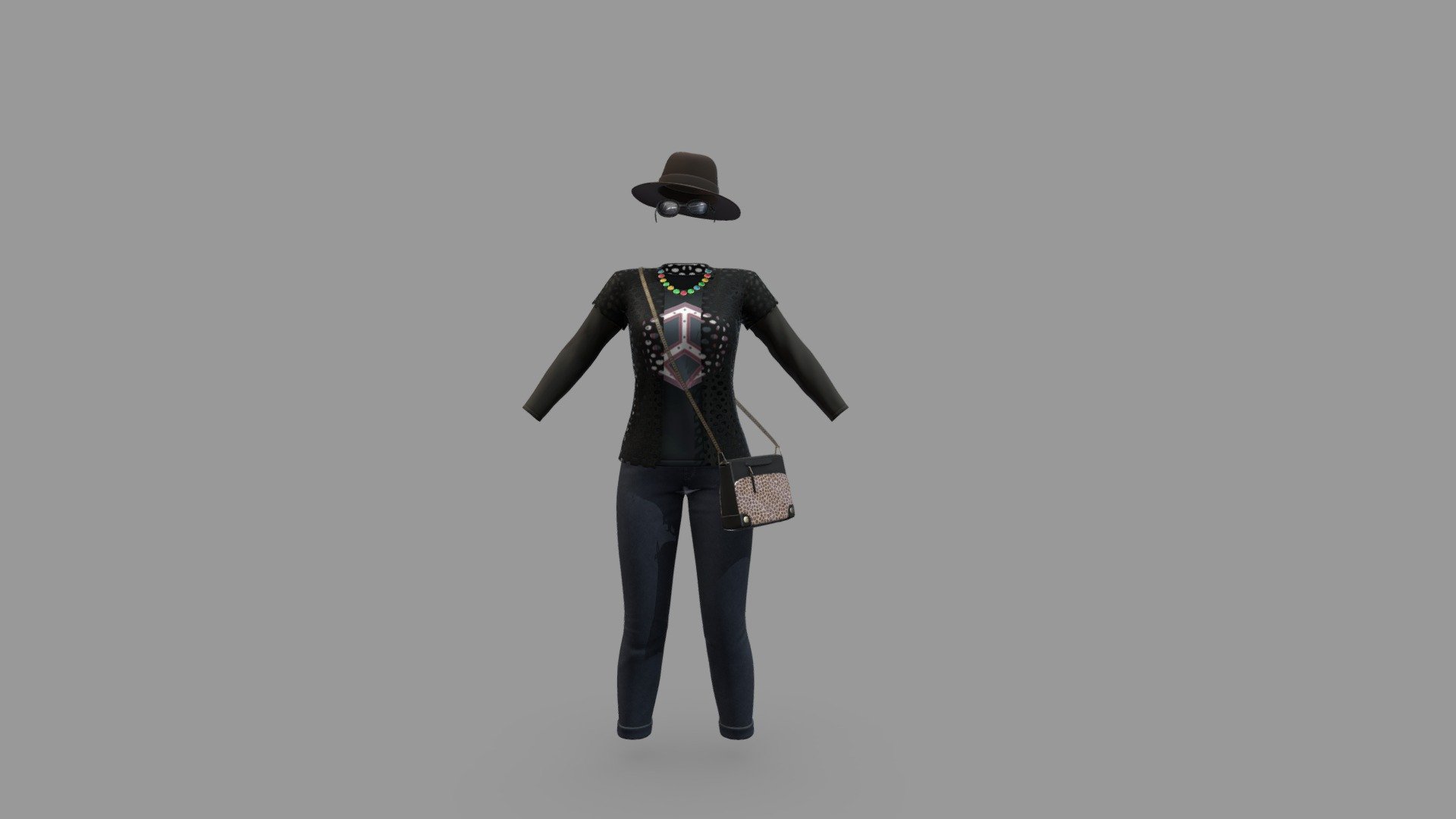 Female Street Fashion Outfit Low Poly