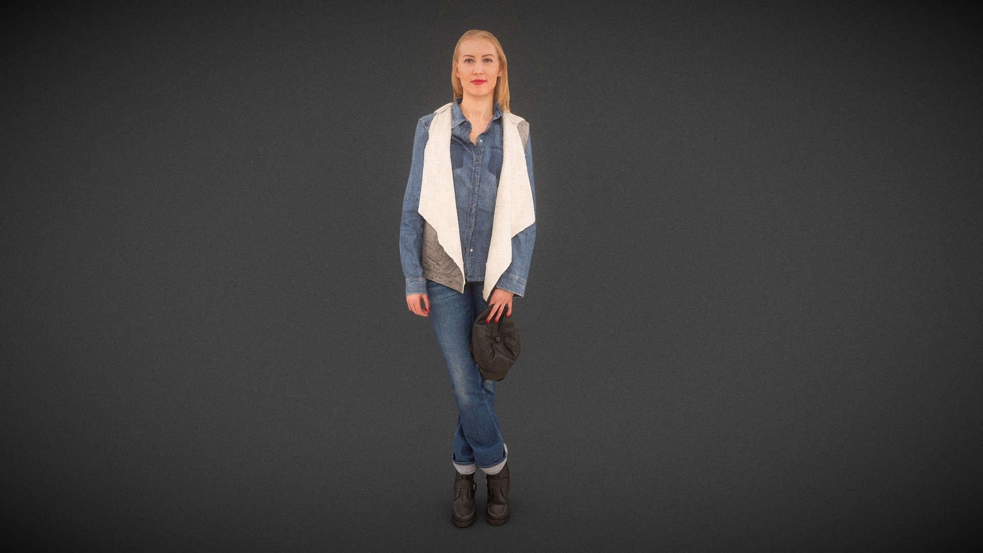 Girl in Jeans Outfit holding Cap