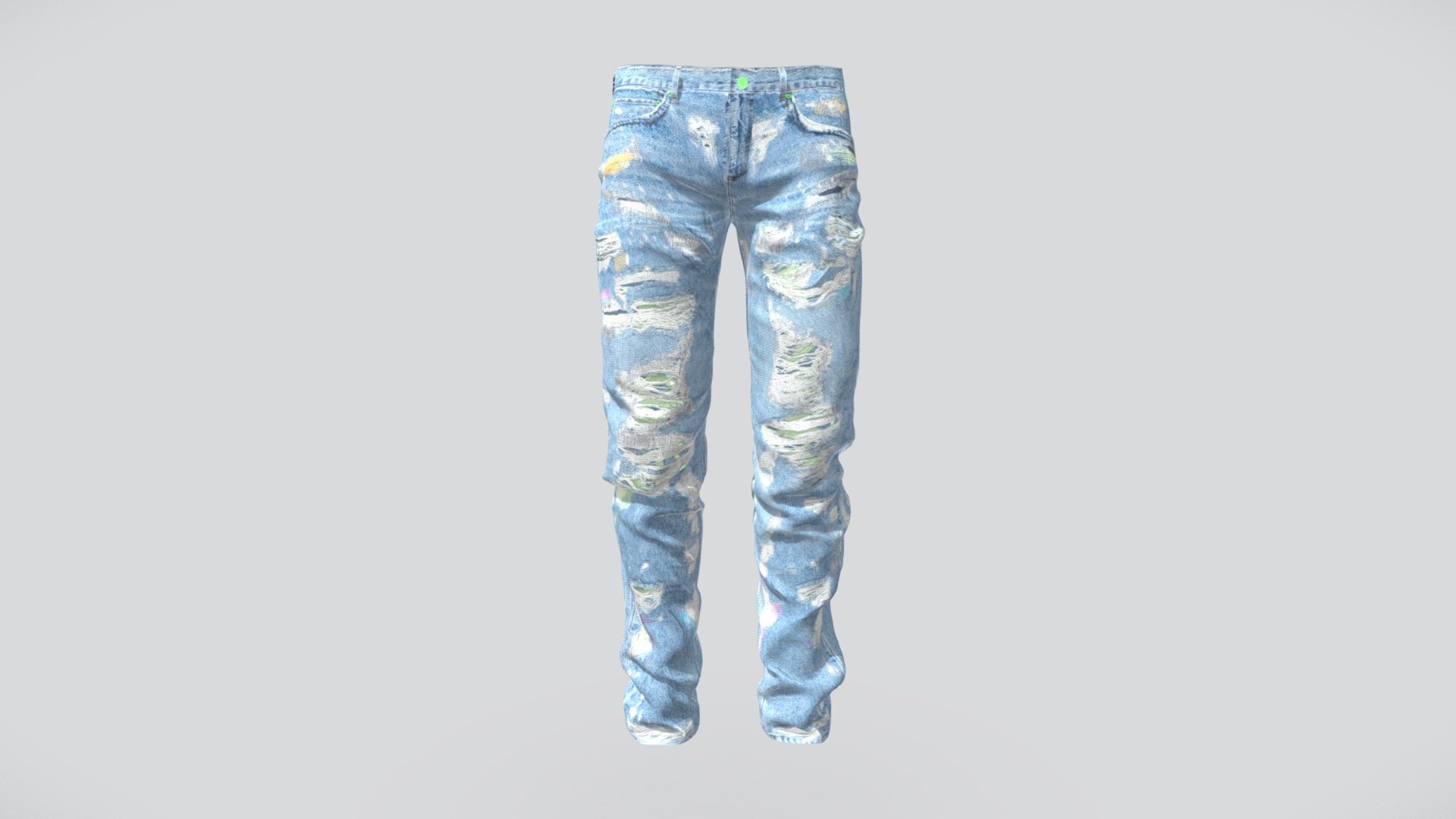 Less Jeans Neon Green Embroidered