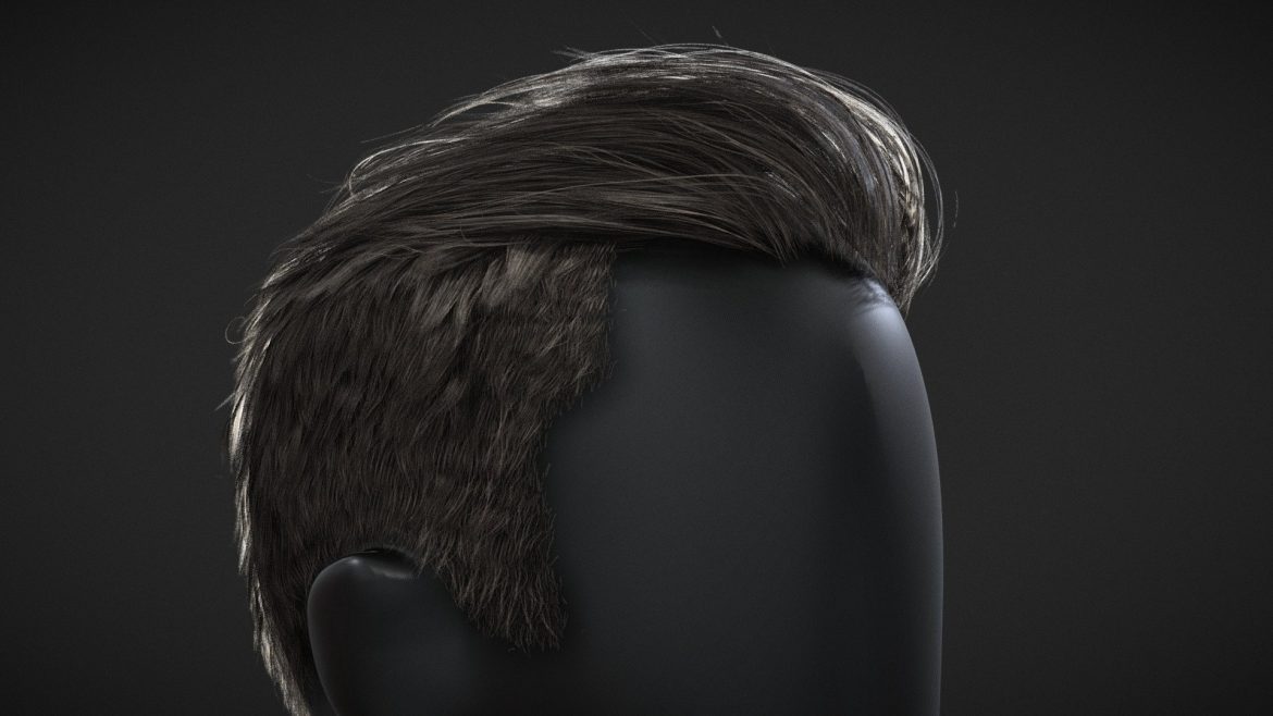 male haircut long on top short back and sides 3d model