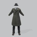Male Inspector Trench Coat Pants Shoes Hat