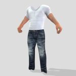 male stretch top and jeans outfit 3d model