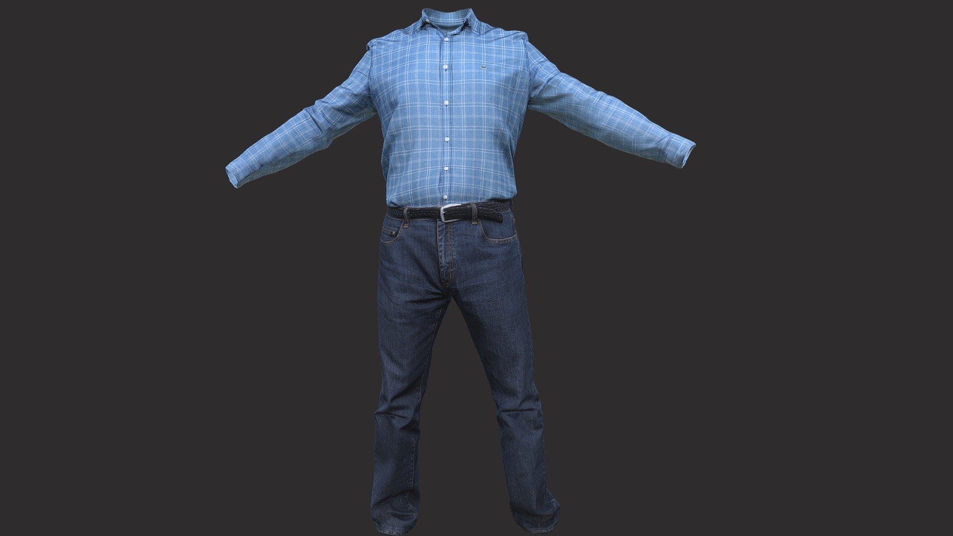 Men Outfit Set Shirt and Jeans Low Poly